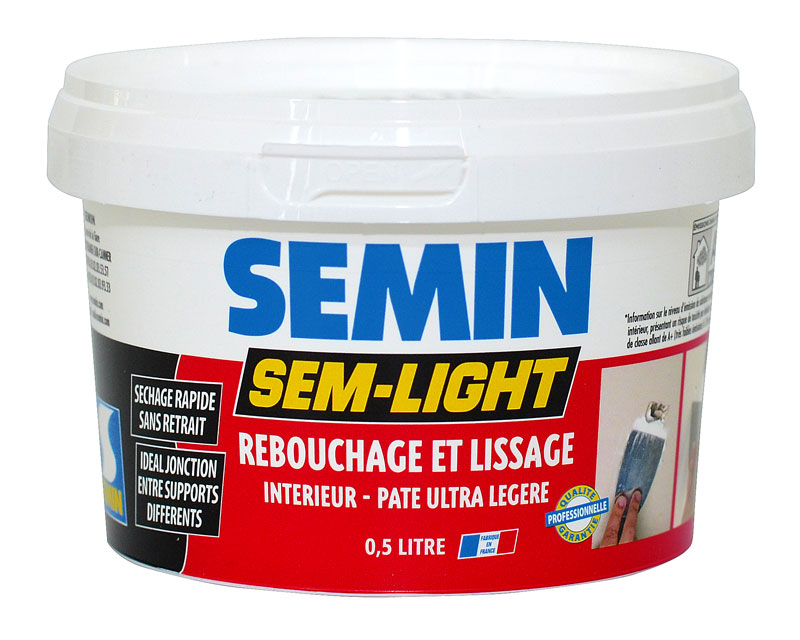 Enduit de rebouchage et lissage SEM-LIGHT Semin (0,5L) : Prêt à l