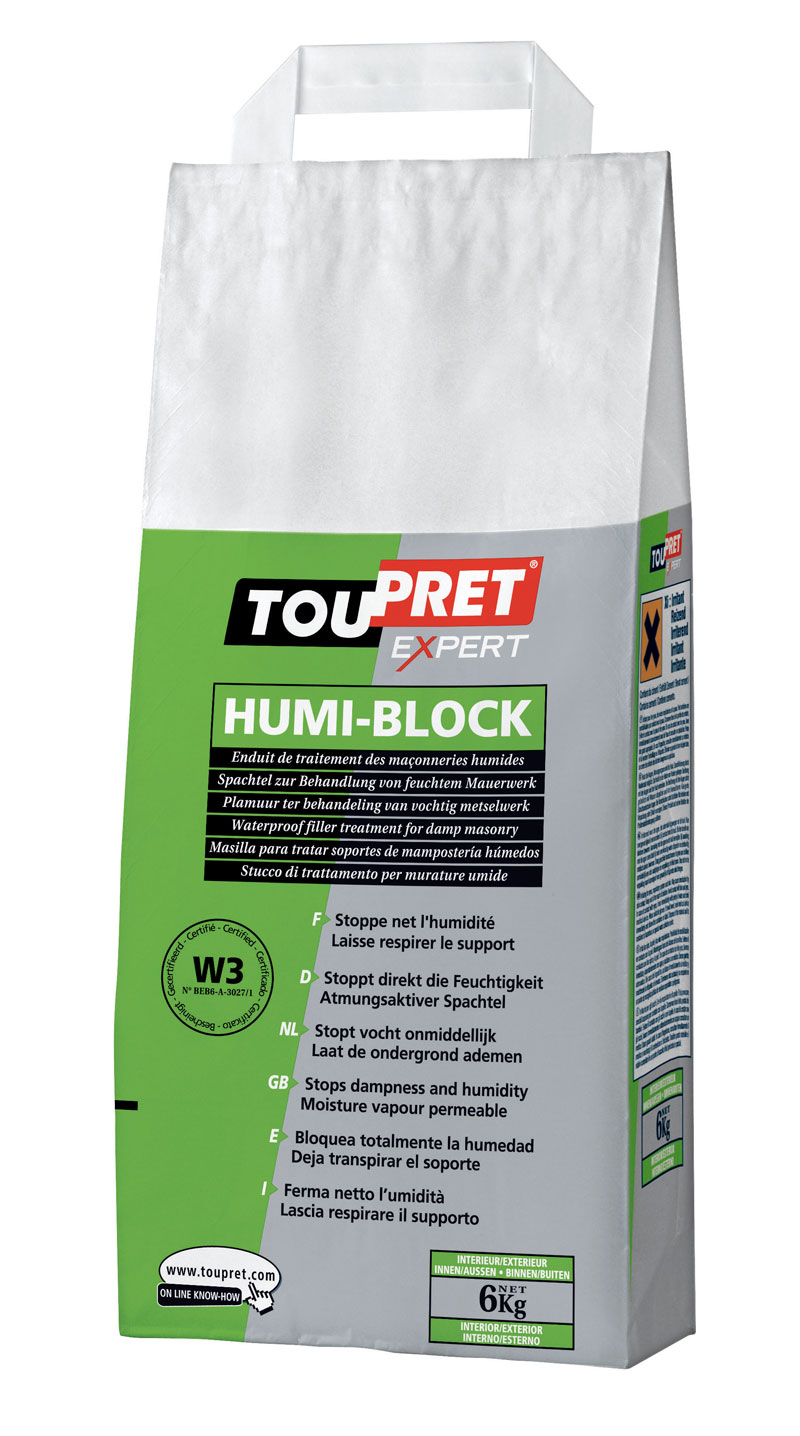 Enduit pour supports dégradés ou soumis à humidité Toupret Humi-Block (6kg)  - Intérieur et extérieur