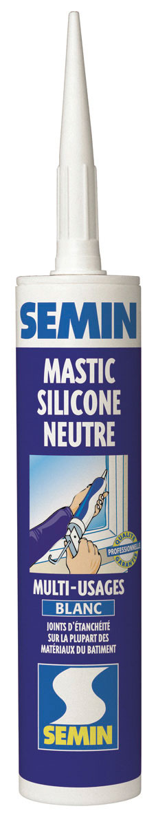 Mastic silicone neutre blanc multi-usages intérieur et extérieur